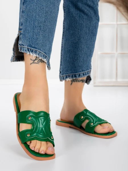 Papuci Dama cu Talpa Joasa 3AW307 GREEN | MEI