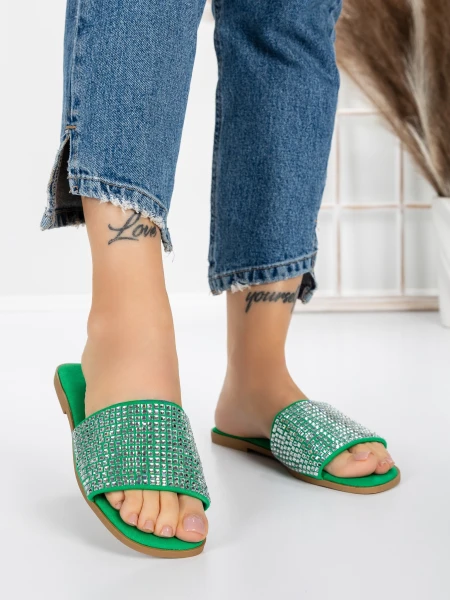 Papuci Dama cu Talpa Joasa 3AQ18 GREEN | MEI