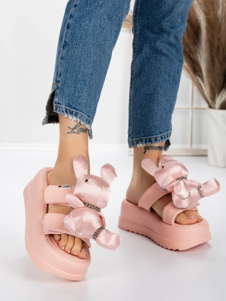 Papuci Dama cu Platforma 3WL229 PINK | MEI