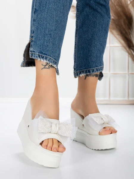 Papuci Dama cu Platforma 3AW326 WHITE | MEI