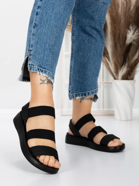 Sandale Dama cu Talpa Joasa 5XJ66 BLACK | MEI