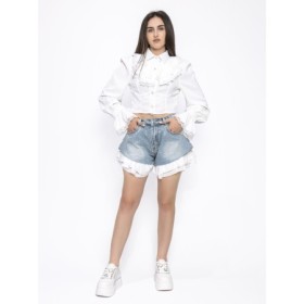 Blugi Scurti Dama S22033 ALBASTRU | KIKIRIKI