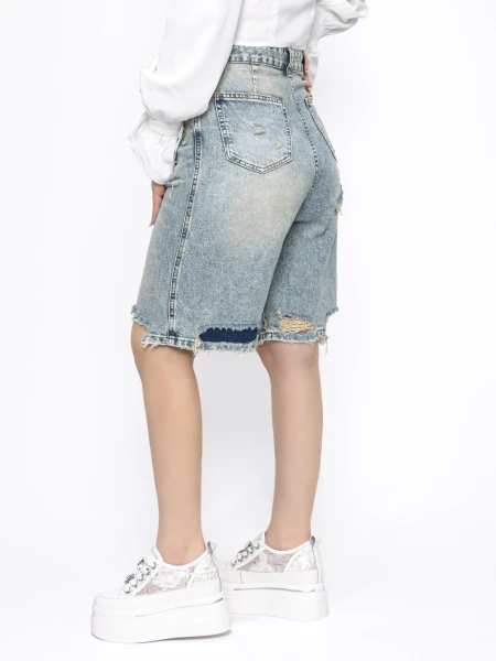 Blugi Scurti Dama H3708 ALBASTRU | KIKIRIKI