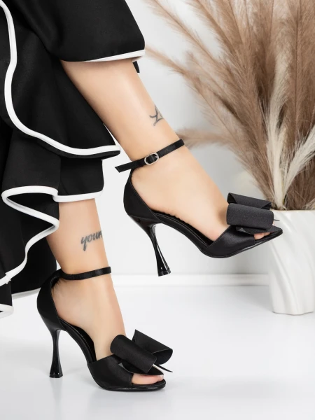 Sandale Dama cu Toc Subtire 5XKK16 BLACK | MEI