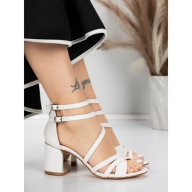 Sandale Dama cu Toc Gros 5XKK26 WHITE | MEI