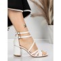 Sandale Dama cu Toc Gros 5XKK26 WHITE | MEI
