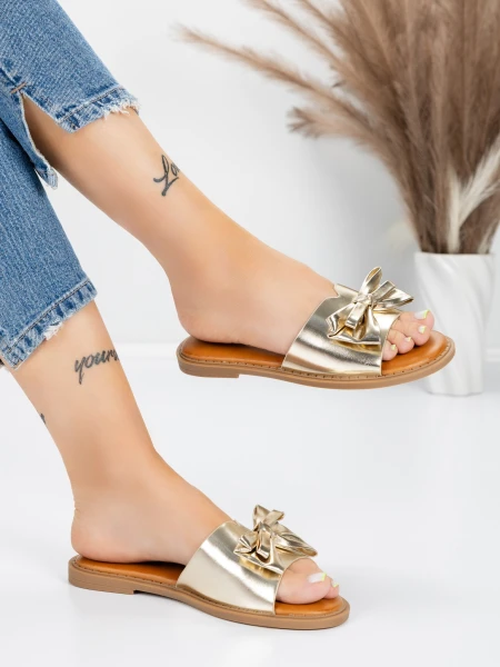 Papuci Dama cu Talpa Joasa 5PT9 LIGHT GOLD | MEI