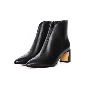 Botine Dama cu toc gros 2091-5-61A Negru » Reina.Ro