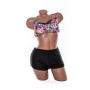 Costum de baie dama L220-1 PORTOCALIU-NEGRU | MEINA