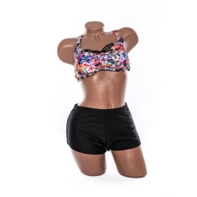Costum de baie dama L220-1 PORTOCALIU-NEGRU | MEINA
