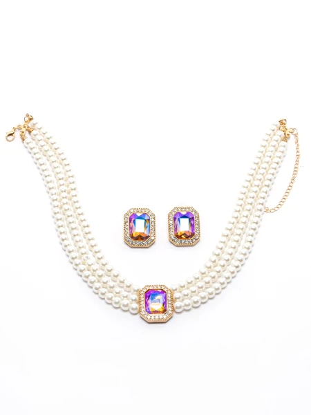 Set Colier + Cercei CLR011 ROZ | MEI