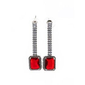 Set Colier + Cercei CLR016 ARGINTIU-ROSU | MEI