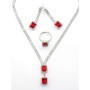 Set Colier + Cercei CLR016 ARGINTIU-ROSU | MEI