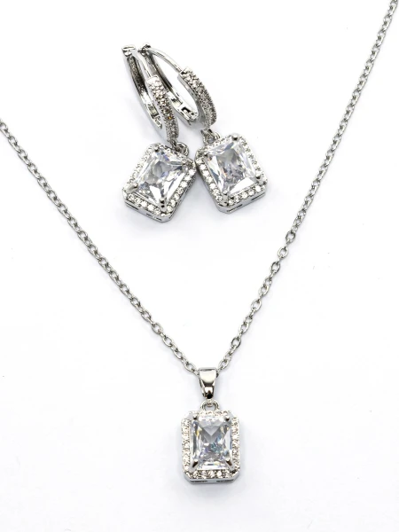 Set Colier + Cercei CLR001 ARGINTIU | MEI