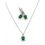 Set Colier + Cercei CLR001 ARGINTIU-VERDE | MEI