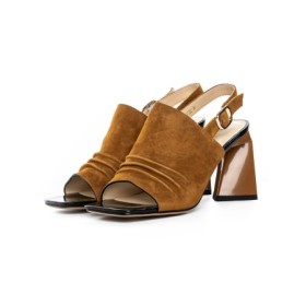 Sandale Dama cu Toc gros K4340-3722C Maro deschis Jose Simon