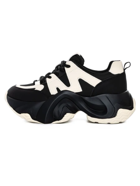 Pantofi Sport Dama din piele naturala 3A532 BLACK-CREAM | ADVANCER