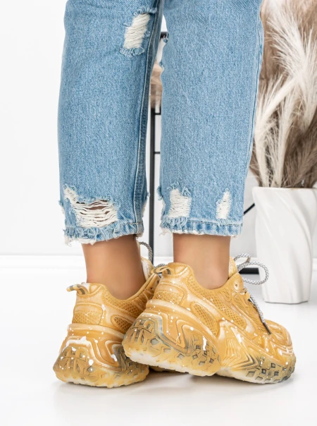 Pantofi Sport Dama cu Platforma 5WL83 YELLOW | MEI