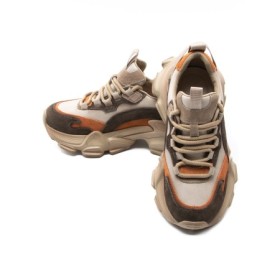 Pantofi Sport Dama din piele naturala Y5758-2 CREAM-ORANGE | ADVANCER