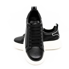 Pantofi Sport Barbati din piele naturala 3221 Negru-Alb ... » Reina.Ro