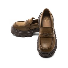 Pantofi Casual Dama din piele naturala KM1605 KHAKI | FORMAZIONE