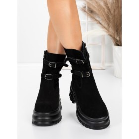 Ghete Dama din piele naturala 5W62 BLACK | PANTOFUL