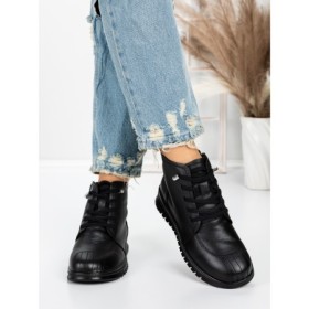 Ghete Dama din piele naturala 5W50 BLACK | PANTOFUL