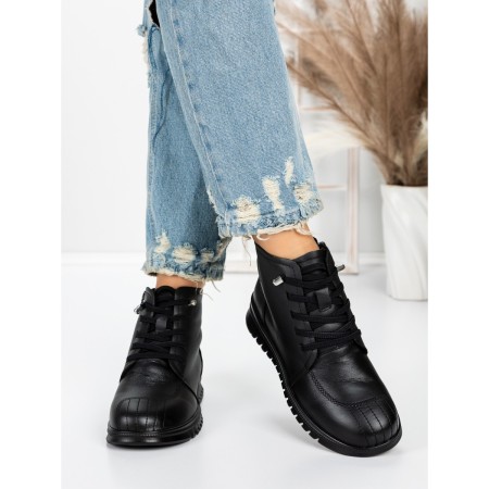 Ghete Dama din piele naturala 5W50 BLACK | PANTOFUL