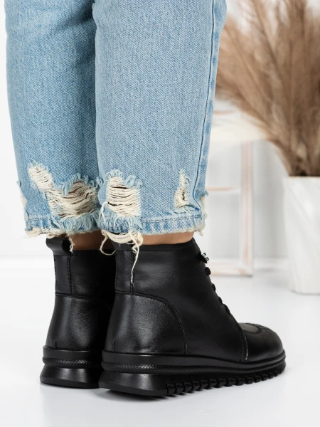 Ghete Dama din piele naturala 5W50 BLACK | PANTOFUL