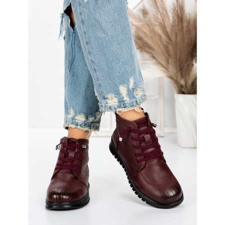 Ghete Dama din piele naturala 5W50 WINERED | PANTOFUL