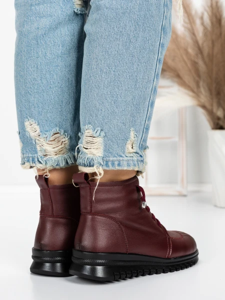 Ghete Dama din piele naturala 5W50 WINERED | PANTOFUL