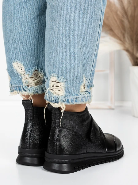 Ghete Dama din piele naturala 5W51 BLACK | PANTOFUL