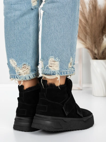 Ghete Dama din piele naturala 5SZ6 BLACK | PANTOFUL