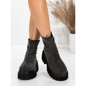 Ghete Dama cu Platforma 5WL77 BLACK-GUNCOLOR | MEI
