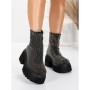 Ghete Dama cu Platforma 5WL77 BLACK-GUNCOLOR | MEI