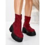 Ghete Dama cu Platforma 5WL77 WINERED | MEI