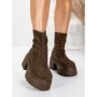 Ghete Dama cu Platforma 5WL77 BROWN | MEI