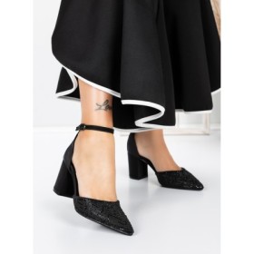 Pantofi cu Toc Gros 5XKK37 BLACK | MEI