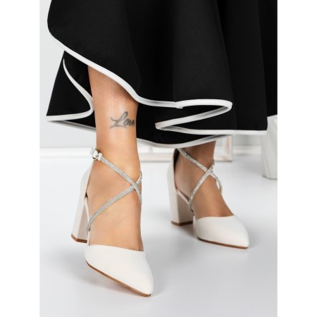 Pantofi cu Toc Gros 2YXD63 BEIGE | MEI