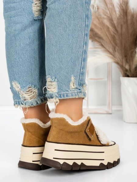 Ghete Dama din piele naturala 5W53 YELLOW | PANTOFUL