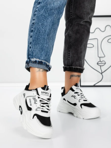Sneakers Dama 9028 WHITE-BLACK | FASHION
