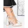 Pantofi cu Toc Gros 2YXD63 SILVER | MEI
