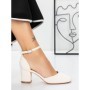 Pantofi cu Toc Gros 3XKK81 BEIGE | MEI