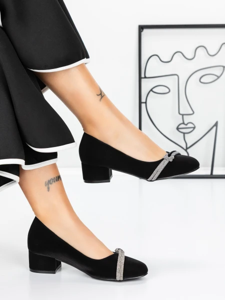 Pantofi cu Toc mic 3XKK99 Negru » Reina.Ro