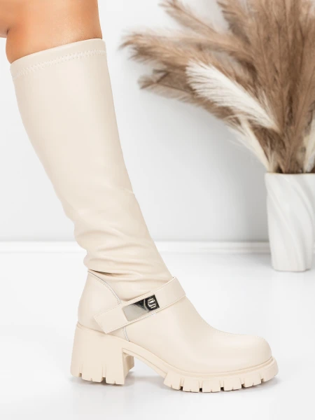 Cizme Dama cu Toc 57WL7 BEIGE | MEI