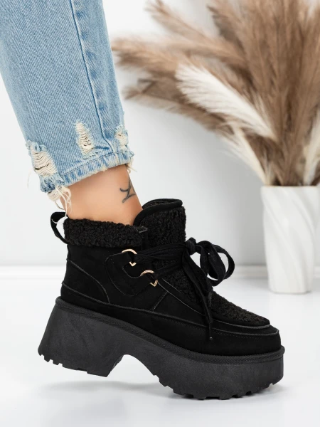 Ghete Dama cu Platforma 5GB3 BLACK | MEI