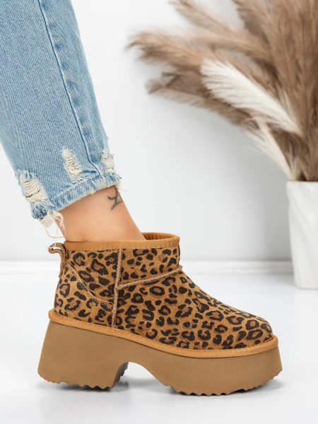Ghete Dama din piele naturala 5W70 LEOPARD PRINT | PANTOFUL