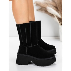 Ghete Dama din piele naturala 5W71 BLACK | PANTOFUL