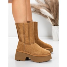 Ghete Dama din piele naturala 5W71 YELLOW | PANTOFUL