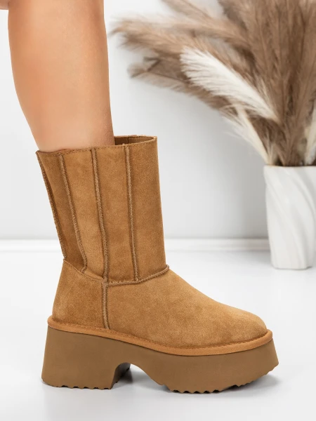 Ghete Dama din piele naturala 5W71 YELLOW | PANTOFUL